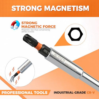 HORUSDY 6-in-1 Ratcheting Screwdriver Set, Magnetic Multi-Bit Screwdriver with Built-in Premium S2 Bits & 126mm Extension Bar, Dad Mens Gifts for Christmas, All-in-One Tool for Home Repair, DIY - style: High-Quality Screwdriver