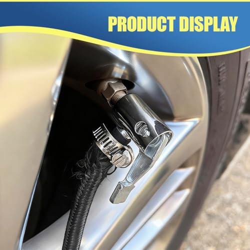 1/4" Lock On All Metal Air Chuck, Portable Tire Inflator Nozzle Adapter with Barb Connector, Mini Air Compressor Hose End with Adjustable Clamp for Hose Repair (4PCS) - size: 4PCS