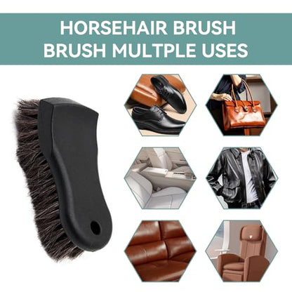 Upholstery Brush Set, Horse Brush Set, Convertible Top Brush, Cleaning Brush for Leather,Carpet, Car and Long Bristle Horse Hair Car Cleaning Brush for Car Interior Leather Seat and Home Furniture
