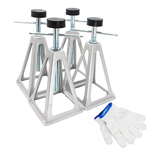X-Haibei RV Stabilizers Jacks for Trailer Camper 4 Pack Aluminum Stack Jack Stands 6000 Pounds Supports with Cushion Rubbers Adjustable from 11" to 17"