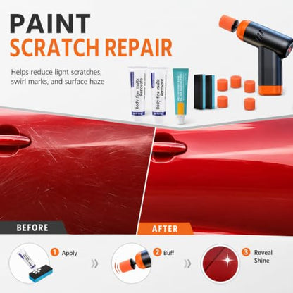Mini Cordless Car Polisher Kit, 2-Speed Polishing Machine with Buffing Pads, Car Scratch Remover, Wax, Glass Oil Film Cleaner, All-in-One Auto Detailing Set for Paint & Glass Restoration