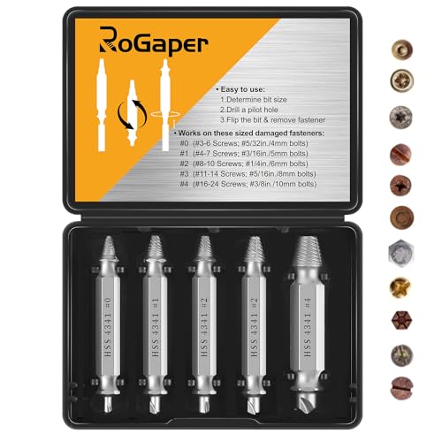 Damaged Screw Extractor Set, Remover for Stripped Screws Nuts & Bolts, Drill Bit Tools for Easy Removal of Rusty & Broken Hardware, Superb Gift for Men Broken Bolt Extractor Screw Remover Set - style: Screw Extractor 5PCS