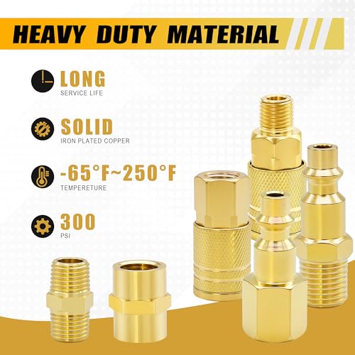 45PCS Air Coupler Plug Kit 1/4”NPT Air Tool Fittings Quick Connect Air Hose Fittings Compressor Accessories Connectors