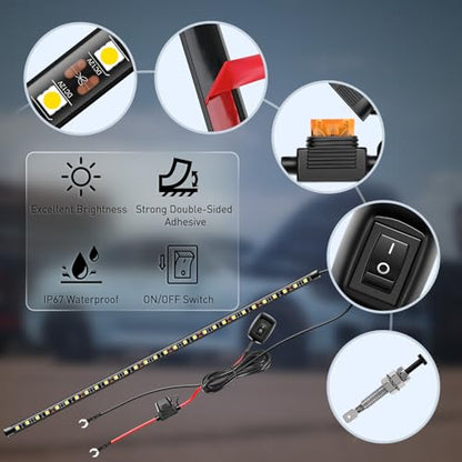 Nilight Under Hood Light Strip 30LED Waterproof Underhood Work Light with On/Off Switch Blade Fuse Engine Bay Repair Light White 12V for Car Truck SUV - size: 20.5 inch 1 piece