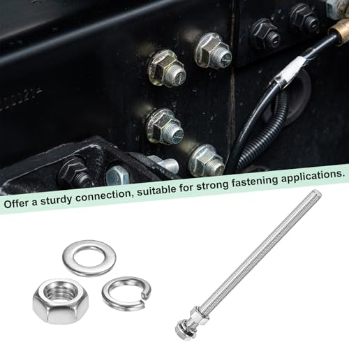 M METERXITY 10-Pack Hex Head Screw Bolt with Nuts Flat & Lock Washers M12x200mm Stainless Steel Bolts and Nuts Kit Fully Threaded Metric Bolt Assortment for Equipment/Machinery - size: M12x200mm