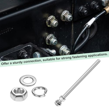 M METERXITY 10-Pack Hex Head Screw Bolt with Nuts Flat & Lock Washers M12x200mm Stainless Steel Bolts and Nuts Kit Fully Threaded Metric Bolt Assortment for Equipment/Machinery - size: M12x200mm