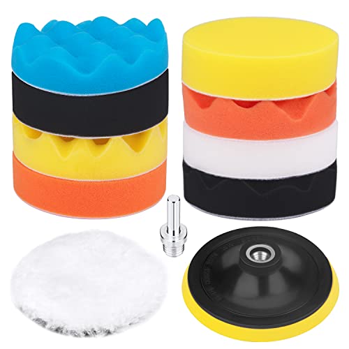 5 Inch Buffing and Polishing Pad Kit 11 PCS with Drill Adapter - size: 5Inch-11PCS