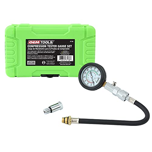 OEMTOOLS 37138 Compression Tester Gauge Set, Compression Tester Automotive, Engine Compression Tester with Flexible Hose, 14mm and 18mm Adapters