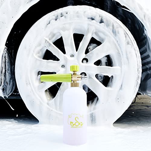 ESP Foam Cannon Snow Foam Lance Pressure Power Jet Washer Quick Release Adjustable Nozzle with 1 Liter Bottle Washing Mitts 1 Towel - color: Green