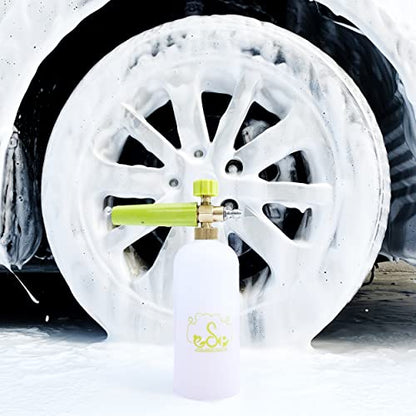 ESP Foam Cannon Snow Foam Lance Pressure Power Jet Washer Quick Release Adjustable Nozzle with 1 Liter Bottle Washing Mitts 1 Towel - color: Green