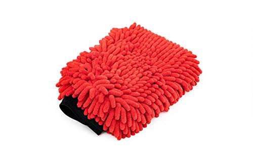 The Rag Company - Premium Chenille Microfiber Knobby Wash Mitts - Perfect for Car Washing and Detailing; Scratch-Free, Lint-Free, Double-Sided, Plush, and Absorbent; Red (2-Pack) - color: Red