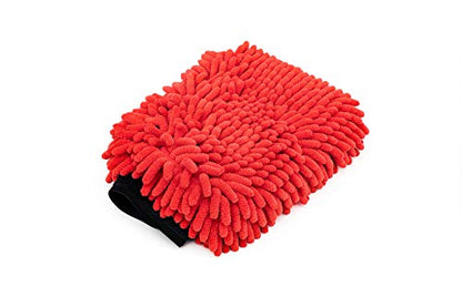 The Rag Company - Premium Chenille Microfiber Knobby Wash Mitts - Perfect for Car Washing and Detailing; Scratch-Free, Lint-Free, Double-Sided, Plush, and Absorbent; Red (2-Pack) - color: Red