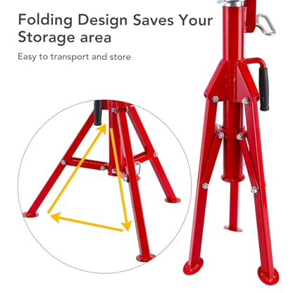 Towallmark Pipe Stands for Welding 28" - 52" Height Adjustable Pipe Stands | Heavy Duty Carbon Steel V Head Pipe Stand 2500lb Load Capacity, 1/8"-12" Capacity Foldble for Pipe Cutting Frame Fabrication