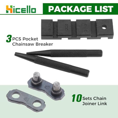 3PCS Pocket Chainsaw Breaker Chain Saw Repairing Mending Tool Set with 10 Sets 0.325'' Chainsaw Chain Joiner Link Repair Preset Straps Joining 325 058 Chain Chainsaw Breaker Joiner Mending Kit