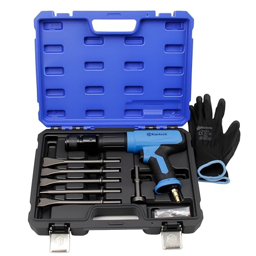 7PCS Air Hammer Kit, Pneumatic Hammers 2500 BPM, Air Hammer Piece Chisel Set with Carrying Case & Gloves - style: 7 PCS