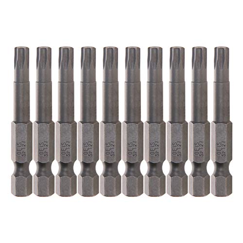 Utoolmart Torx Screwdriver Bits, T27 Magnetic Torx Head Screw Driver Bit, with 1/4 Inch Hex Shank, 50mm Length S2 Steel Screw Driver Kit Tools, for Repair Work, 10 Pcs - size: T27