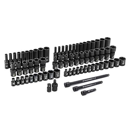 GEARWRENCH 71 Piece 1/4" Drive 6 Point Standard & Deep Universal Impact SAE/Metric Socket Set | 84903