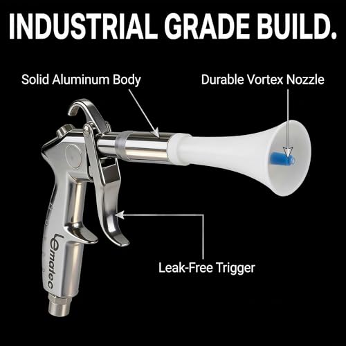 LE LEMATEC Vortex Air Gun, 4000 RPM Compressor Car Detailing Tool | Tornado upholstery & carpet cleaner, interior dust blaster, blower nozzle, low noise, lightweight - size: 4,000 RPM