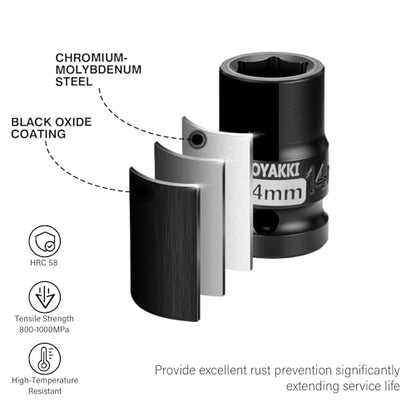 14mm Socket 1/2" Drive Shallow 6 Point CR-MO Metric Impact Socket - size: 14mm, style: 1/2" Drive Standard