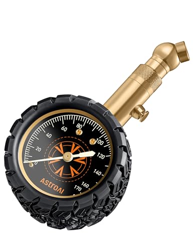 AstroAI Tire Pressure Gauge 6-170 PSI, Large 2" Easy Read Glow Dial Tire Gauge, Certified ANSI B40.1(1%) Accurate, Compatible for Bicycle, Car, SUV, Truck & Motorcycle