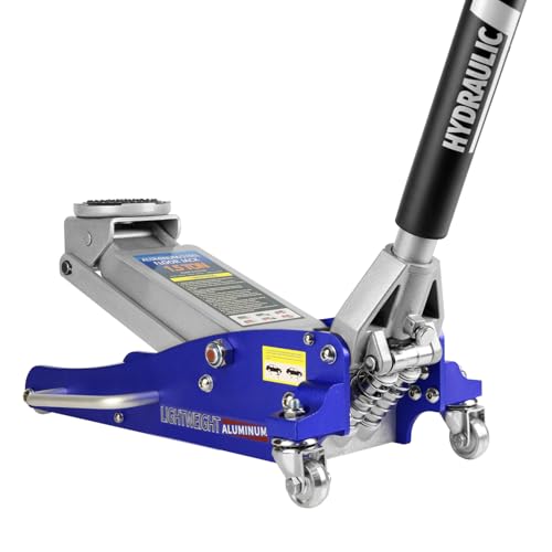 ZenithX Hydraulic Low Profile Aluminum and Steel Racing Floor Jack with Dual Piston Quick Lift Pump, 1.5 Ton (3,000 lb) Capacity, Blue