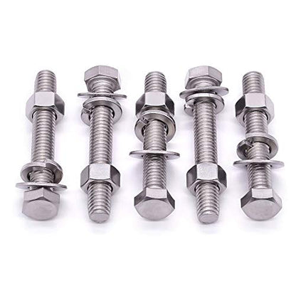 (4 Sets) M12-1.75 x 40mm Hex Bolt Kit, 304 Stainless Steel (18-8), Includes Hexagon Head Screws and Nuts, Flat & Lock Washers, Full Coarse Thread, for Machinery, Automotive, DIY - size: M12 x 40mm