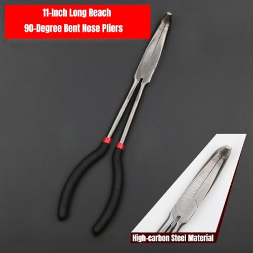 Long Reach Needle Nose Pliers，Extra Long Needle Nose Pliers, 90-Degree Bent Nose Pliers for Hard to Reach Narrow Spaces