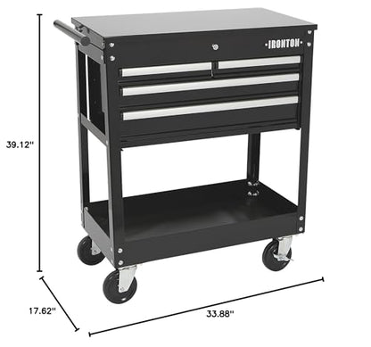 Ironton Slide-Top Mobile Tool Chest, 4 Locking Drawers, Powder-Coat | Rust-resistant finish, Fully opening slide top, Rolling mobility, Secure garage/shop storage, Quick-access organization - size: 4 Drawer