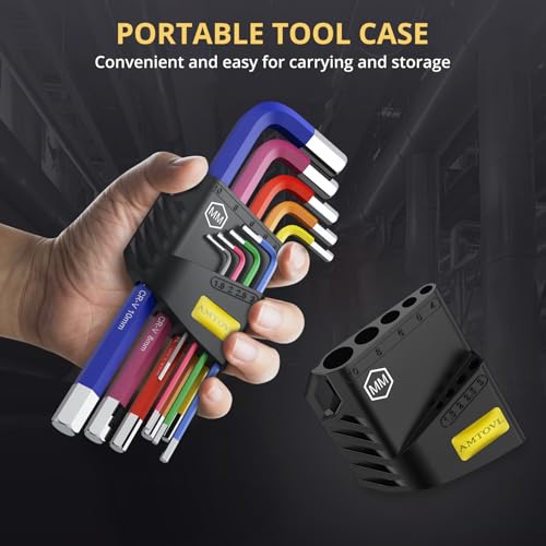 AMTOVL Hex Key Set, 9PCS Metric Allen Key Set, 1.5-10MM, Anti-Slip Long Hex End Hex Wrench Set, Color Coding Hex Key Set for Vehicle, and Bicycle Repairs - size: 9 PCS HEX SET