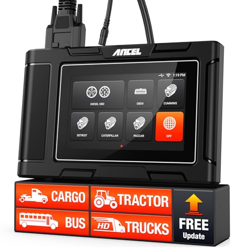 ANCEL HD3400 Pro Heavy Duty Truck Scanner with DPF Regen for Cummins, Paccar, Caterpillar, Detroit, Volvo, Mack and International, Full-System Diesel Scan Tool for 6/9-Pin HDOBD & OBD2 Vehicles - color: Dark Black