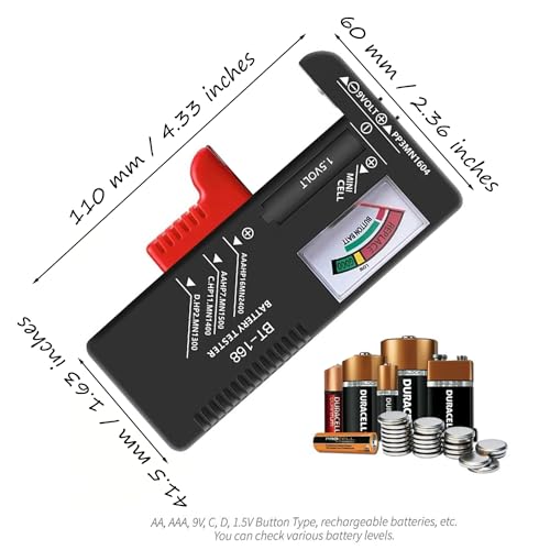 Battery Tester Checker Battery Capacity Tester Display Checkered Analyzer Digital Universal for C AA AAA D N 9V 1.55V Button Cell Batteries