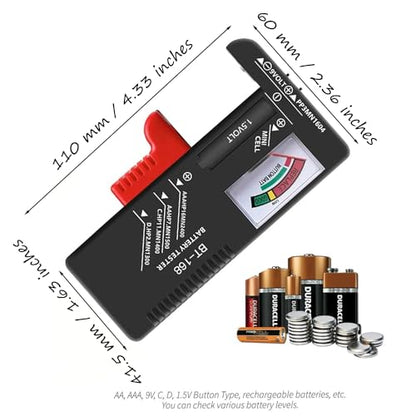 Battery Tester Checker Battery Capacity Tester Display Checkered Analyzer Digital Universal for C AA AAA D N 9V 1.55V Button Cell Batteries