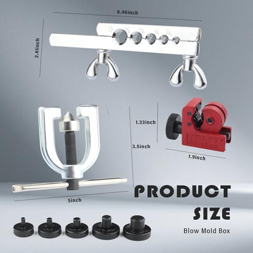 Single & Double Brake Line Flaring Tool Kit,3/16" Brake Line Kit for Most Hydraulic Braking Systems,Brakes Lines Repair Kits with 16 Brakes Lines Fittings,5 Adapters,Tubing Bender