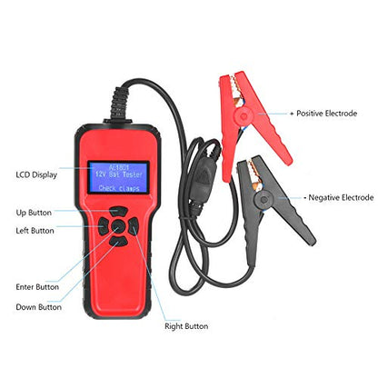 AE1801 Car Battery Tester, Digital Battery Analyzer, 12V Battery Capacity Tester with 24in. LCD Display, Multi Language Support for CCA, CA, BCI, MCA Standards,