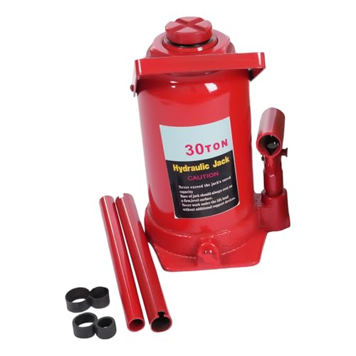 50 Ton Hydraulic Cylinder Jack Bottle Lifting Jack, Automotive Welded Hydraulic Bottle Jack w/Manual Handle Tire Repair Lift Tool for Repair Vehicle, Pickup, Truck, Red