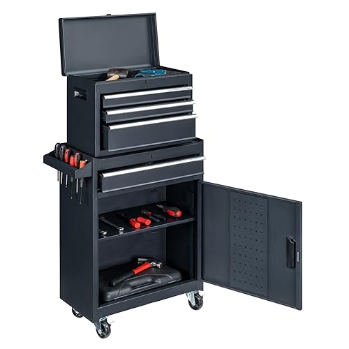 Rolling Tool Chest, Tool Box Organizer with Storage Cabinet, Portable Tool Cabinet, Rolling Tool Cart Utility Cart on Wheels, Industrial Mechanic Service Cart with Drawers for Garage, Repair Shop