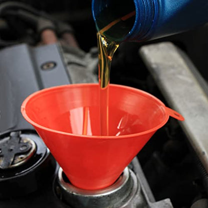 6 Pcs Automotive Funnels Set, Wide Mouth Fuel Funnels, Plastic Long Neck Oil Funnel, Flexible Right Angle Funnel, with Detachable Spout and Filter for Water/Gasoline/Coolant/Engine Oil