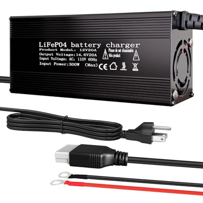 12V 20A Lithium Battery Charger 14.6V LiFePO4 Battery Charger, AC-DC Smart Charger with Anderson Connector LED Indicator, Built-in Safety Protections, Support 0V Charging Function - color: 14.6V 20A