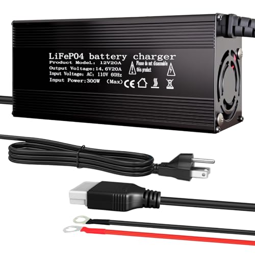 12V 20A Lithium Battery Charger 14.6V LiFePO4 Battery Charger, AC-DC Smart Charger with Anderson Connector LED Indicator, Built-in Safety Protections, Support 0V Charging Function - color: 14.6V 20A