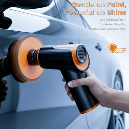 Cordless Car Buffer Polisher Kit, Dual Action Random Orbital Polisher for Car Detailing, 2 Variable Speeds 1700-2500RPM, Polishing Detailing & Waxing Machine for Car Boat with 2 x 2000mAh Battery