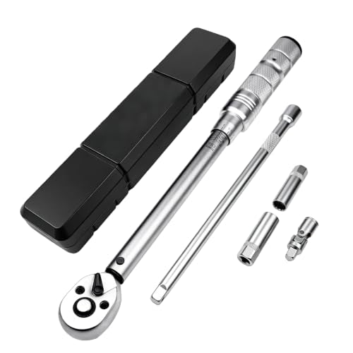 TYD 3/8 Inch Drive Click Torque Wrench Set, 10–60 Nm ±4% Precision | 72-Tooth Reversible Ratchet, Universal Joint, 10" Extension Bar & 2 Magnetic Sockets, Spark Plug Torque Kit for Motorcycle - style: TGZ-60 10-60N.m 3/8"