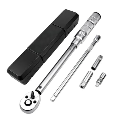 TYD 3/8 Inch Drive Click Torque Wrench Set, 10–60 Nm ±4% Precision | 72-Tooth Reversible Ratchet, Universal Joint, 10" Extension Bar & 2 Magnetic Sockets, Spark Plug Torque Kit for Motorcycle - style: TGZ-60 10-60N.m 3/8"