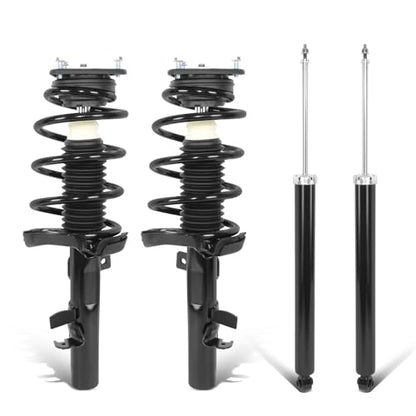 Auto Dynasty Pair of Front Coil Spring Shock Strut Mount Assembly and Rear Struts Shock Absorber Compatible with Ford Focus 2012-2018, Matte Black Powdercoat