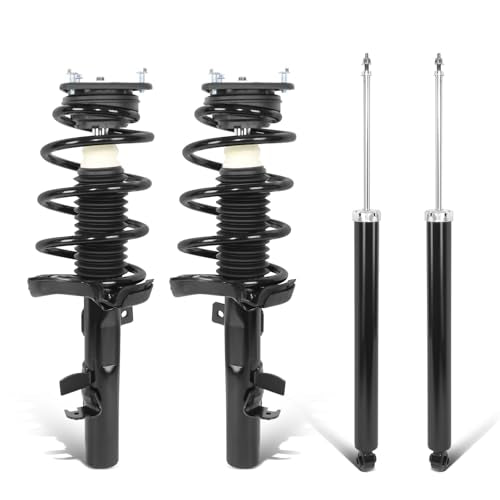 Auto Dynasty Pair of Front Coil Spring Shock Strut Mount Assembly and Rear Struts Shock Absorber Compatible with Ford Focus 2012-2018, Matte Black Powdercoat
