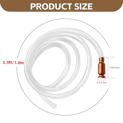 NTNEV 3/4" Car Safety Siphon Hose, Fit for Gasoline/Fuel/Water Transfer, Car Universal Transparent PVC Tube Manual Pump, Universal for Most Car Accessories (Copper Valve 6FT)