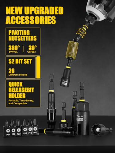 60pcs Magnetic Nut Driver Set for Impact Drills - Deep Nut Drivers, Metric & SAE Socket Adapters, Bit Extension, 1/4'' Quick Change, Wing Nut Driver, Pivoting Nutsetter, S2 Steel Bits, Upgraded Box - style: 60 piece
