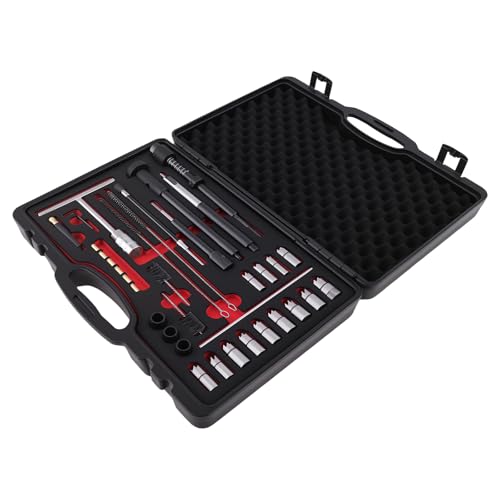 maXpeedingrods 35Pcs Diesel Injector Seat Cleaning Reamer Kit, Universal Diesel Injector Seat Cutter & Puller Tool, Complete Diesel Injector Service Kit for Common Rail Injector Seat Repair & Removal