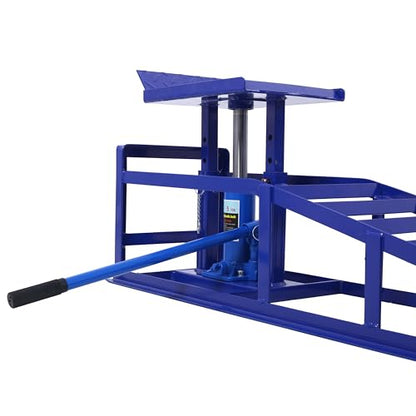 Hydraulic Car Ramps, 5T 10000lbs Capacity Low Profile Vehicle Lift Ramps for Truck Trailer Garage, 9.8-15 Inch Lift Height, 2 Pack,Red (Blue) - color: Blue