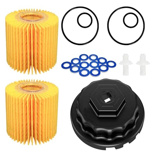 64mm Oil Filter Wrench with 04152-yzza1 Oil Filter Change Kit for Toyota Tacoma, Camry, RAV4, Highlander, Sienna,Tundra. Fits 2.5-5.7L Engines, Filter Removal Tool Set with Oil Drain Plug & Gasket