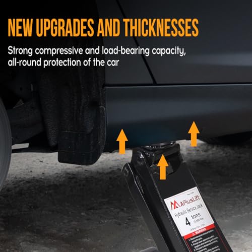APlusLift FE400B 4 Ton Low Profile Steel Racing Floor Jack Lift Up To 21" | ASME PASE-2019 certified dual piston quick lift design, 3-15/16" minimum height, 360° swivel casters perfect for racing cars
